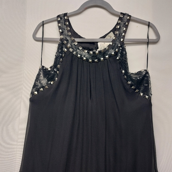 Hannah Jo Silk studded sequin embellished Sleeveless Top L Whimsigoth Grunge - Picture 2 of 13